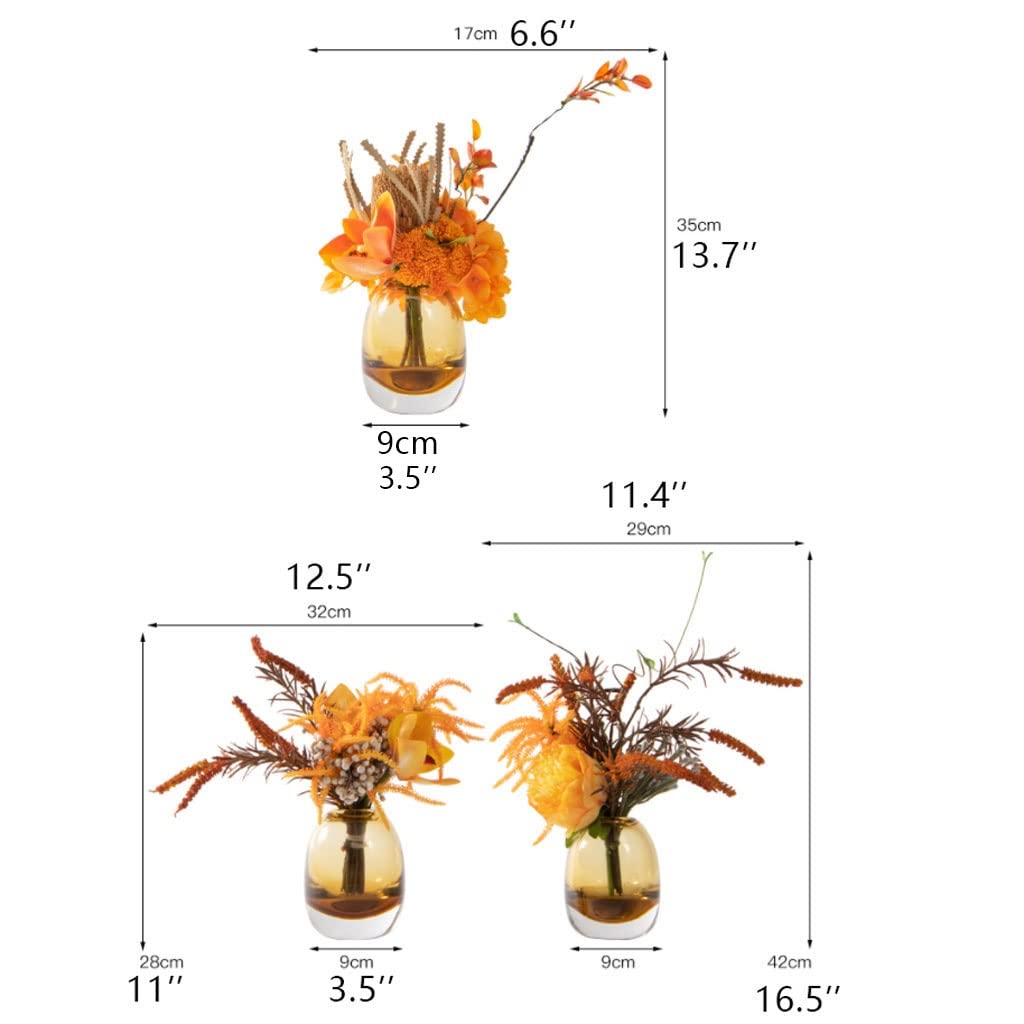 Fiori Artificiali in Finta Seta con Vaso di Vetro, Serie Autunnale, Matrimonio e Natale