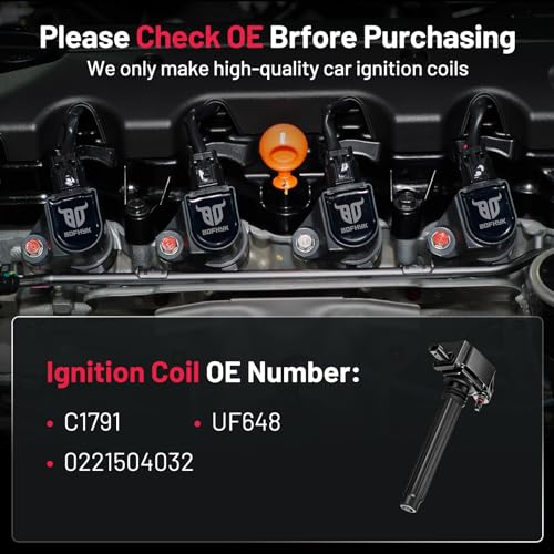 Image of BDFHYK Ignition Coil UF648 Compatible with Jeep Grand Cherokee 2011-2015 Jeep Wrangler Dodge Charger Grand Caravan 2016 Dodge Journey Ram 1500 Chrysler Town & Country 300 Jeep Coil Pack 3.6L Set of 6