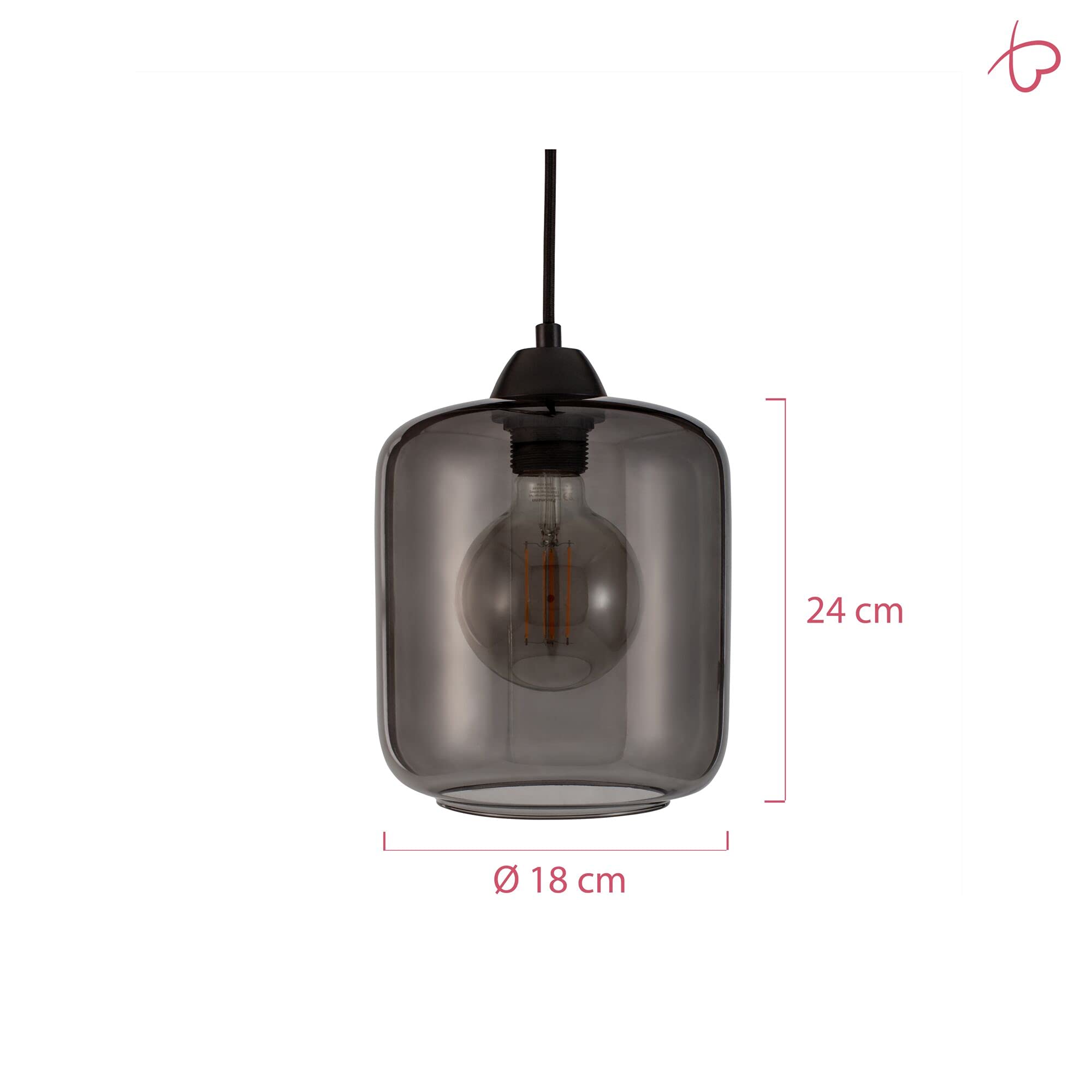 Pauleen 48189 Magic Glamour lampa wisząca maks. 20 W szkło dymne, czarne szkło, metal E27
