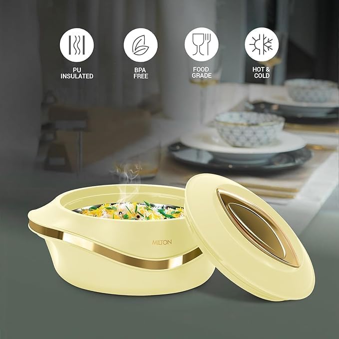 Casserole Set Non Stick with Lid Pot Rice Pot Stainless Steel Dinnerware Set Hot Chapati roti Storage Kitchen Item New Year Gift Item Casserole Pack of 1 (1500ml) (Color Ivory)