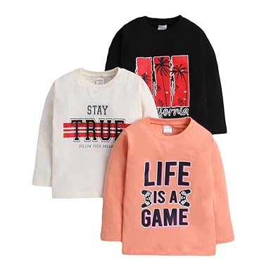 Hopscotch Boys Printed T-Shirt - Pack of 3