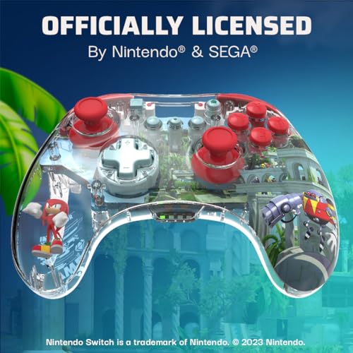 Image of PDP REALMz Wireless Nintendo Switch Pro Controller, Customizable LED, Rechargeable Battery Power, 30 Foot Range, Licensed by Nintendo and SEGA: Sonic Superstars (Knuckles Sky Sanctuary Zone)