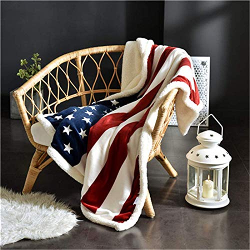 Ustide The American Flag Fleece Blanket Super Soft Sherpa Throw Blanket Comfort Caring Gift Blanket 51"X63" #TOP1