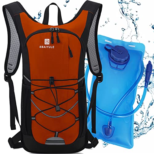 BBAIYULE® Mochila de hidratação com 2L Water Bladder BPA Free, mochila de água bolsa de água mochila de esqui, corrida, caminhadas, ciclismo (laranja (bolsa de hidratação incluída))