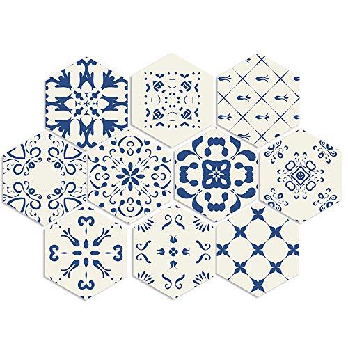 Lot de 10 autocollants hexagonaux en vinyle pour décoration d'intérieur, salon, cuisine, salle de bain, 20 x 23 cm Cover
