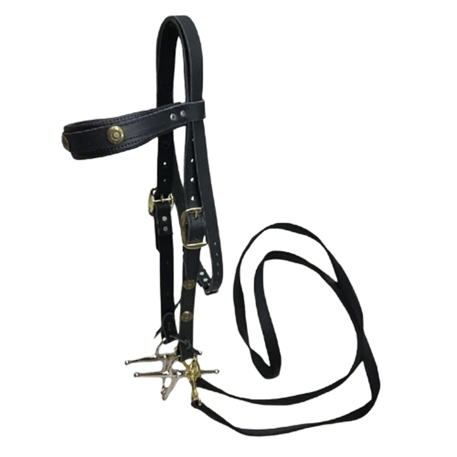 Cabeza de jaula de nylon pesada ajustable, Cabecera de caballo occidental ajustable negra con rienda decorativa for el sendero de espectáculo diario