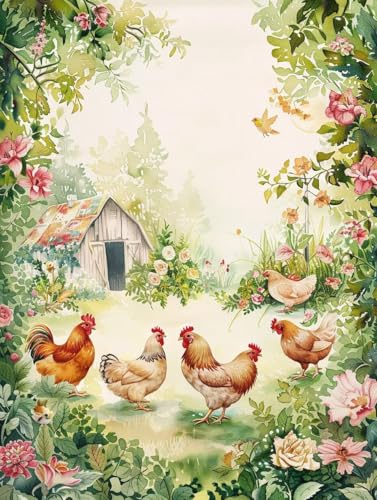 Diamond Painting Adulte Maison 70x90 cm Poulet Broderie Diamant Complet Kit Point de Croix Débutant