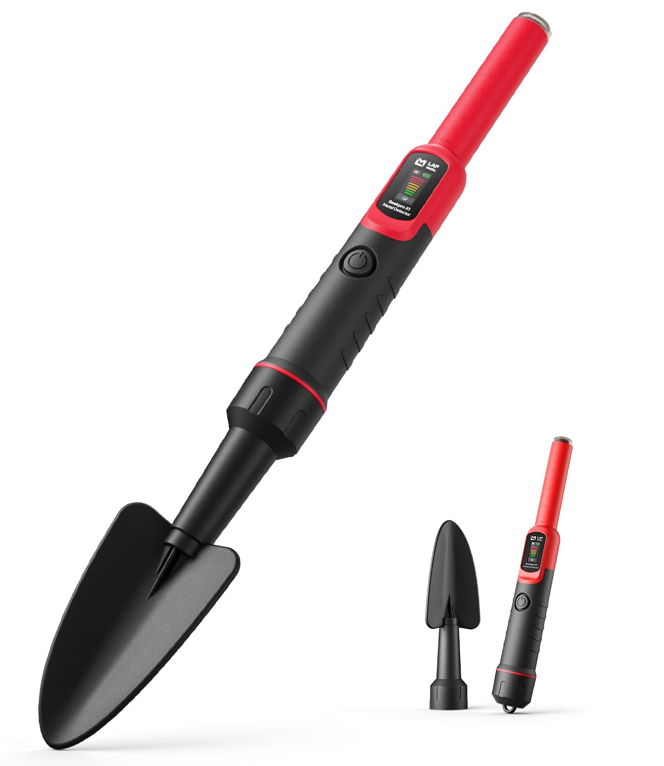 2-en-1 Détecteur de Métaux Pinpointer avec Pelle de Fouille, Détection 360°, Étanche IP68, 3 Niveaux de Sensibilité, Alerte Sonore et Vibration, pour Adultes et Enfants Chasse au Trésor