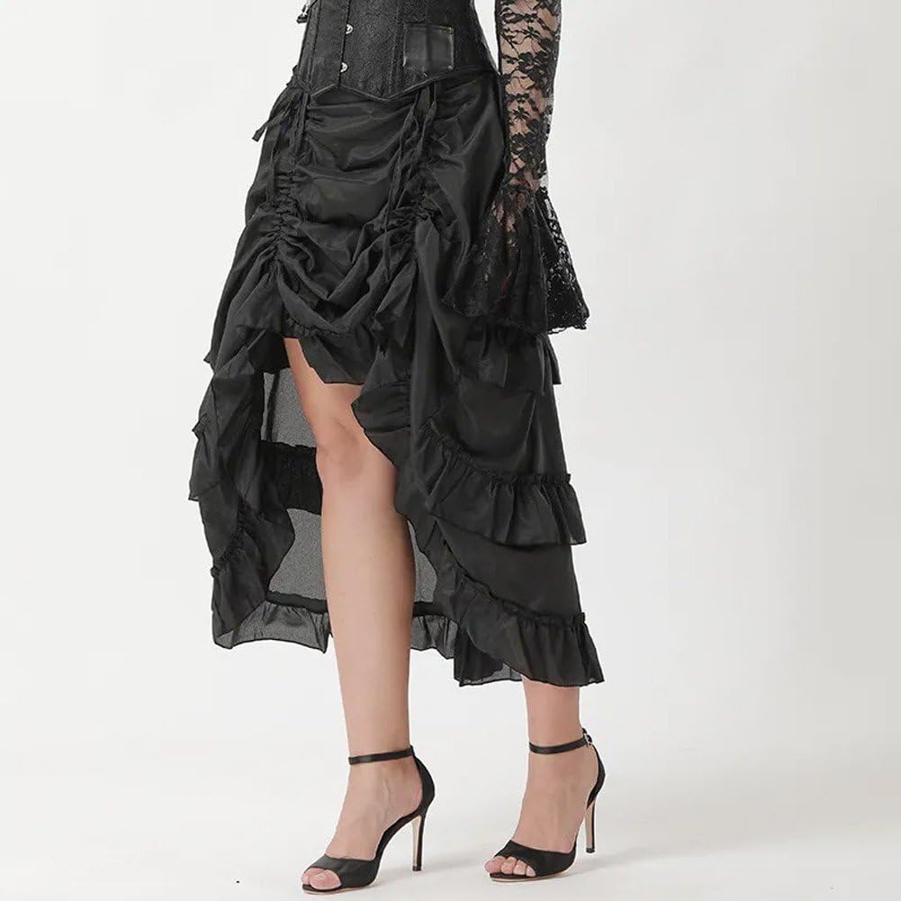 Steampunk damskie spódnice gotyckie nieregularne marszczenie plisowana impreza piracka długa spódnica punkowa spódnica wysokie niskie spódnice do tańca