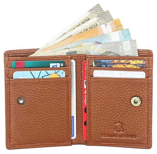 Image of WildHorn RFID Protected Genuine Leather Wallet for Men I 4 Card Slots I 2 Slip Pockets I 1 Currency Compartment (Tan)