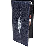 Genuine Stingray Skin Rodeo Checkbook Leather Wallet (Navy)
