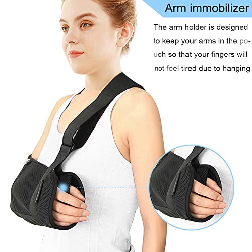 Medical Arm Sling Shoulder Immobilizer For Shoulder Injury With Back Belt Men & Women Shoulder Immobilizer Stabilizer, Left And Right Arm Lightweight Rotator Cuff Support Brace For Elbow Wrist Injury --(Size L) #TOP3