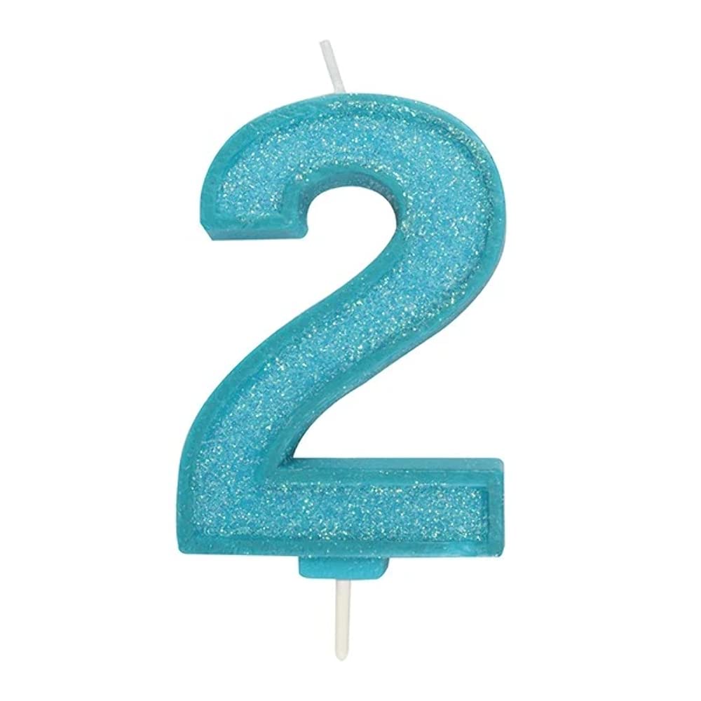 Culpitt Blue Sparkle Number Candles For Cake & Cupcakes, Single Numbers From 0-9, Say Happy Birthday With These Candle Sparklers, Celebrate Birthdays & Anniversaries With Flair - 2