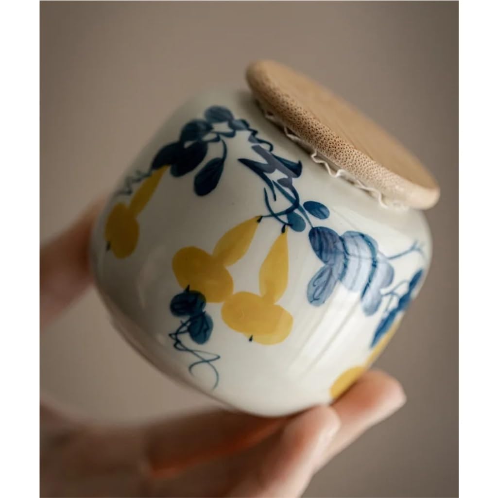 Organizador de Bolsitas de Té Tanque de almacenamiento de té portátil, pequeño, pintado a mano, flor de ciruelo, juego de té chino, contenedor de almacenamiento de té suelto Organizador de Té Contened
