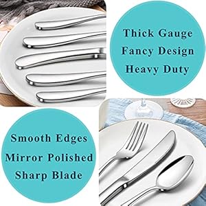 Herogo Heavy Duty Stainless Steel Silverware Set, 60-Piece Heavy Weight Modern Flatware Cutlery Set for 12, Fancy Tableware Eating Utensils for Home Wedding, Dishwasher Safe, Mirror Finished Herogo Heavy Duty Stainless Steel Silverware Set 60 Piece Heavy Weight Modern Flatware Cutlery Set for 12 Fancy Tableware Eating Utensils for Home Wedding Dishwasher Safe Mirror Finished