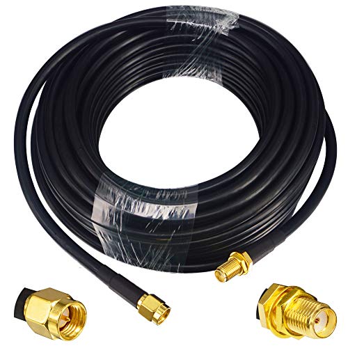 32.8 Ft Low Loss Ham Radio Antenna Extension Cable RG58 SMA Male to SMA Female and Two-Way Radio Pure Copper WiFi Cable for BaoFeng HT Kenwood Yaesu VHF Radio