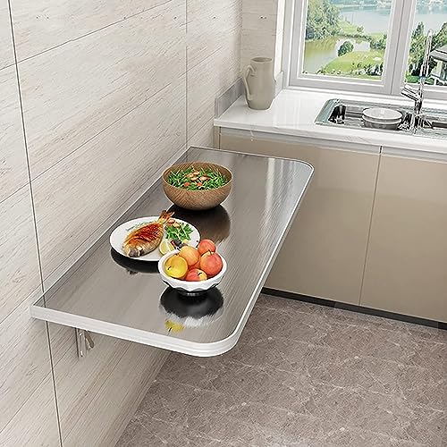 Table pliante murale en acier inoxydable 70cm bureau rabattable - 4