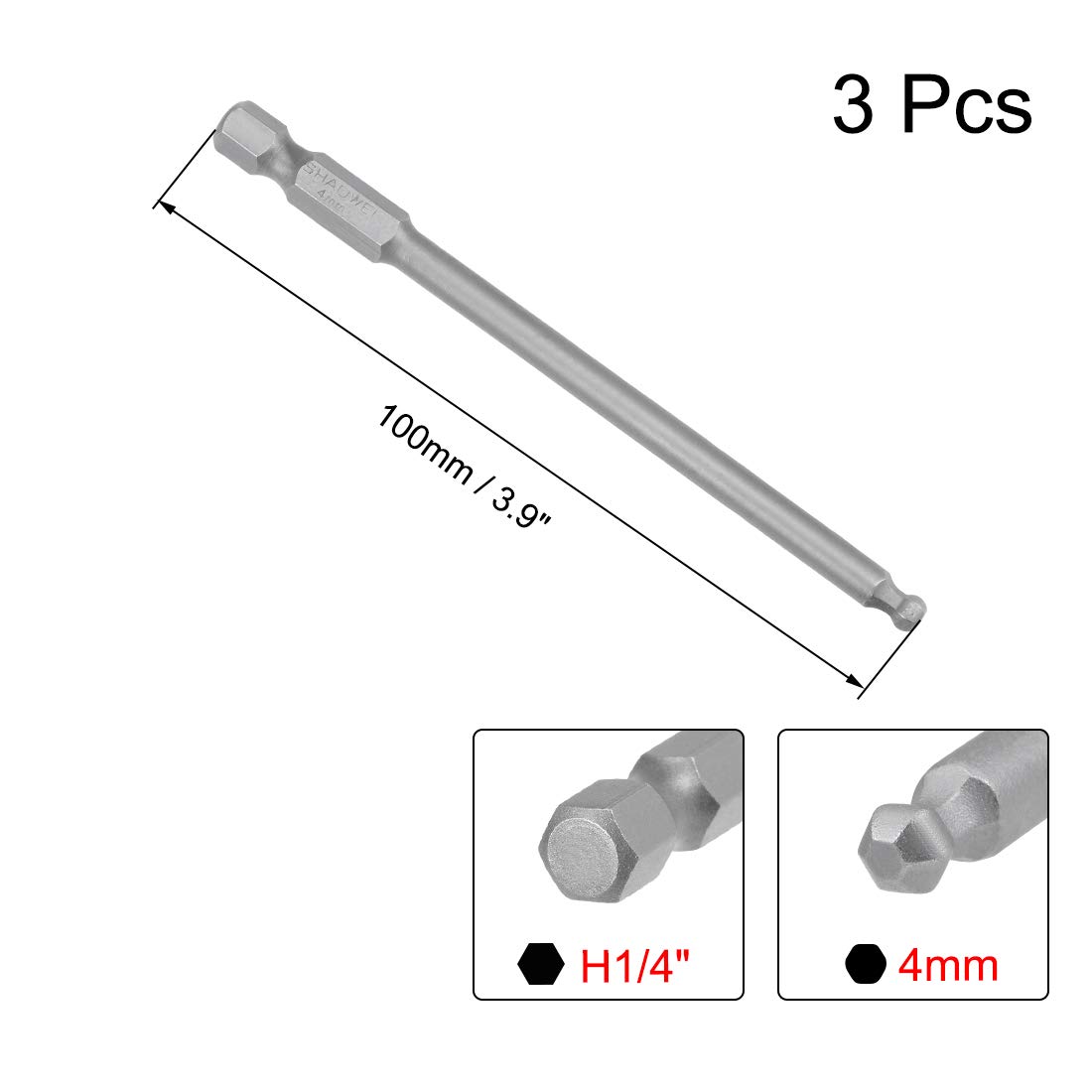 Sourcing Map Sechskant-Schraubendreher-Bit | 1/4 Zoll, 7,6 Cm Länge | Magnetisch, S2 Stahl | Für Bohrmaschinen & Handwerkzeuge