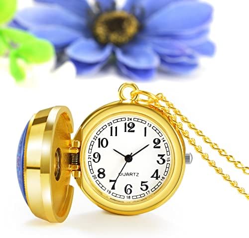 Montre à Gousset Femme Fantaisie - Cadran Soleil Lune Étoiles - Boîtier Doré Étoile - Chaîne Collier - Cadeau Anniversaire