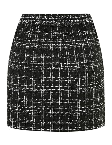 IDEALSANXUN Womens Plaid Mini Skirt Fall Winter High Elastic Waist Short Pencil Skirt2