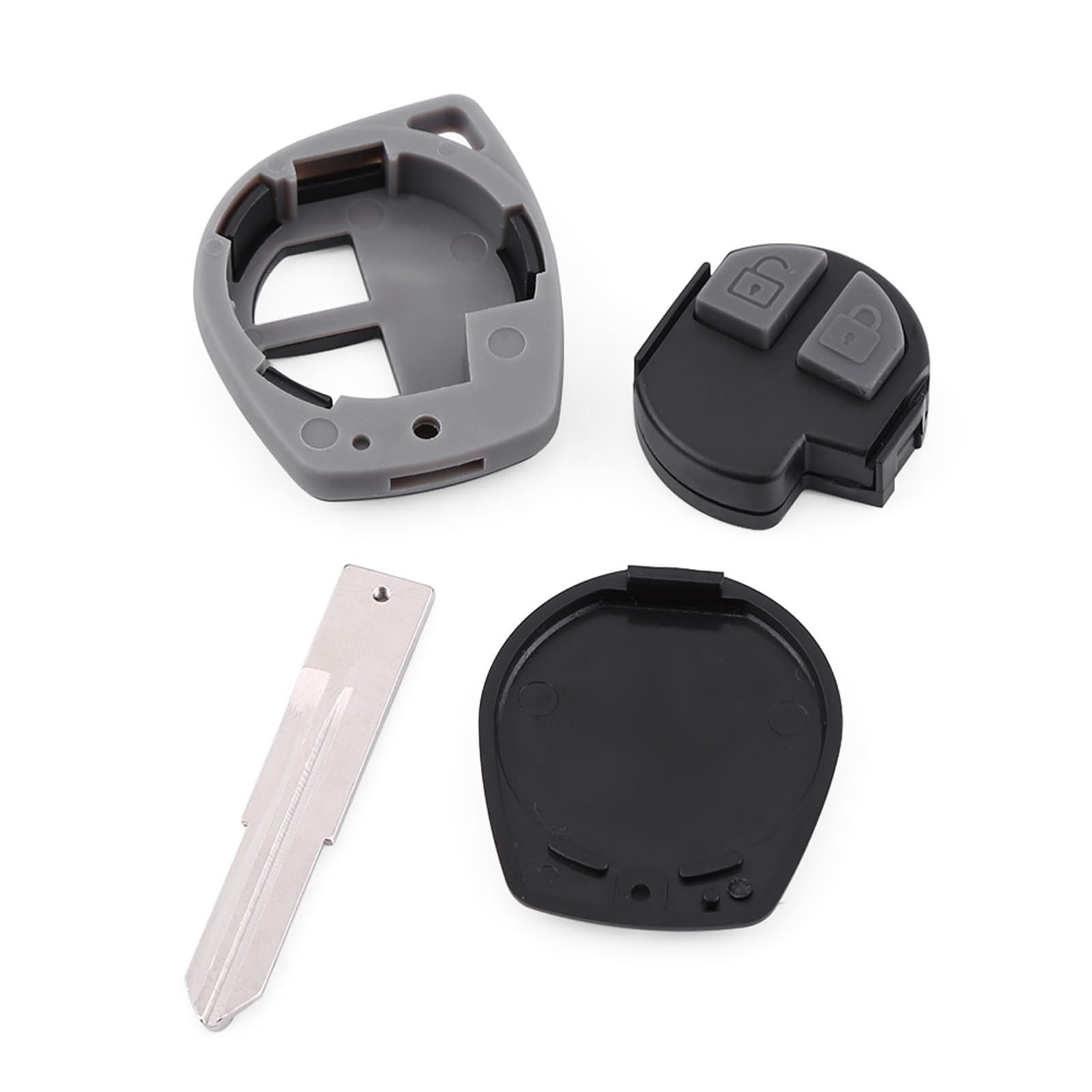 Custodia Portachiavi Universale In ABS Con Lama Grezza – Sostituto Per Suzuki Vitara, Swift, SX4, Ignis, Liana (2 Pulsanti, Nero) - 2