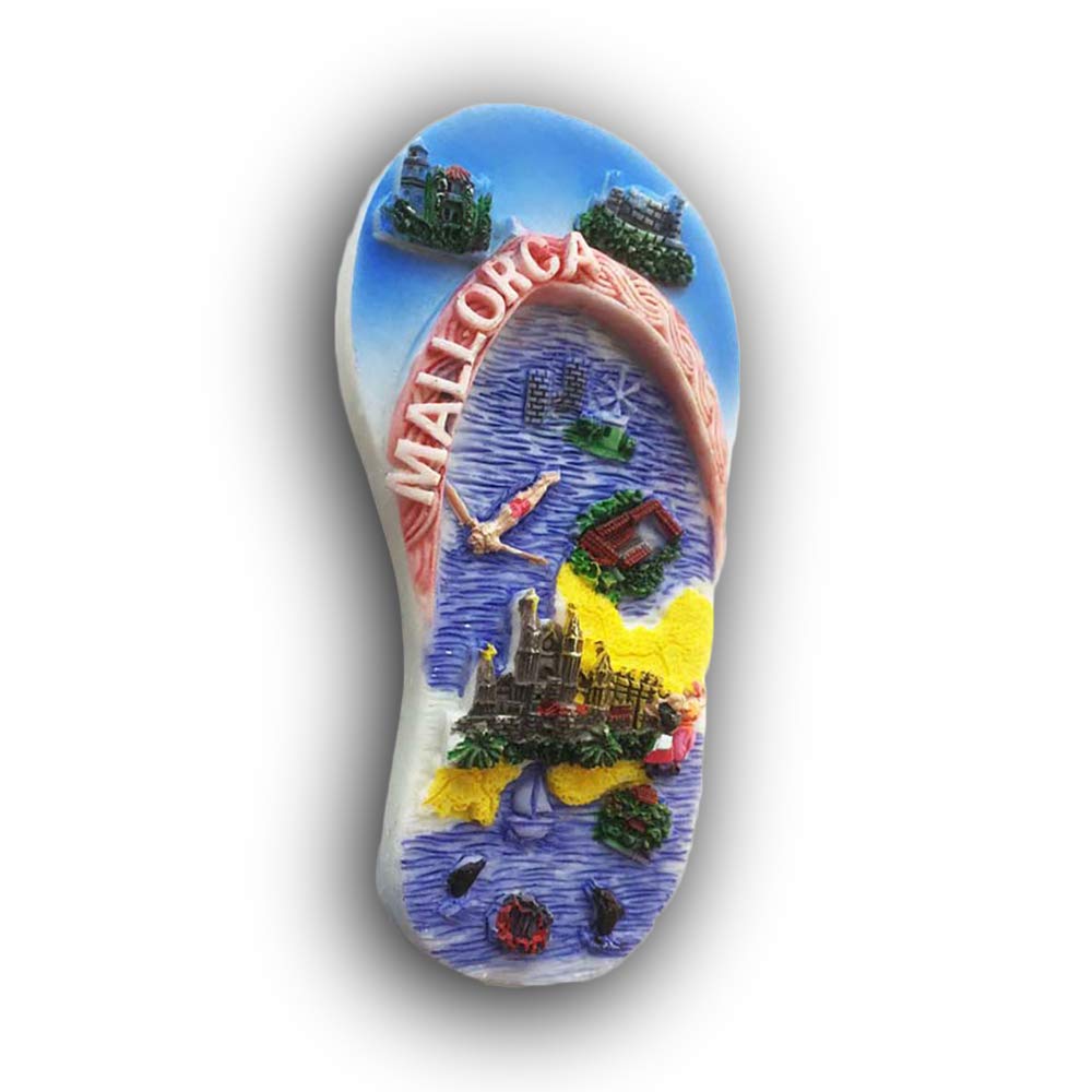 Wedarego Mallorca1 3D Slipper Mallorca Spain Refrigerator Fridge Magnet Tourist Souvenirs Handmade Resin Craft Magnetic Stickers Home Kitchen Decoration Travel Gift