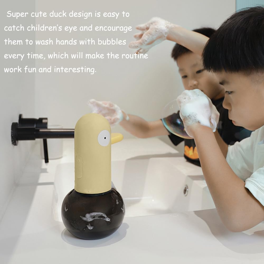 Dispensador automático de jabón para niños, dispensador de jabón de manos espumoso sin contacto, impermeable, recargable por USB, dispensador de champú/jabón manos libres para baño, encimera de