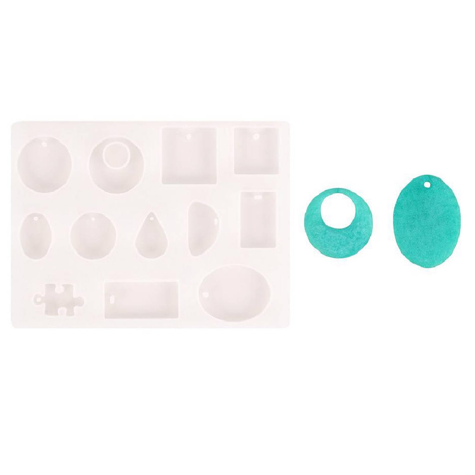 Stiesy 5Pcs Silicone Jewelry Moulds, Teardrop Round Rectangle Pendant with Hole Jewellery Resin Moulds Epoxy Resin Casting Silicone Molds for Charms Crafts Earrings Keychains