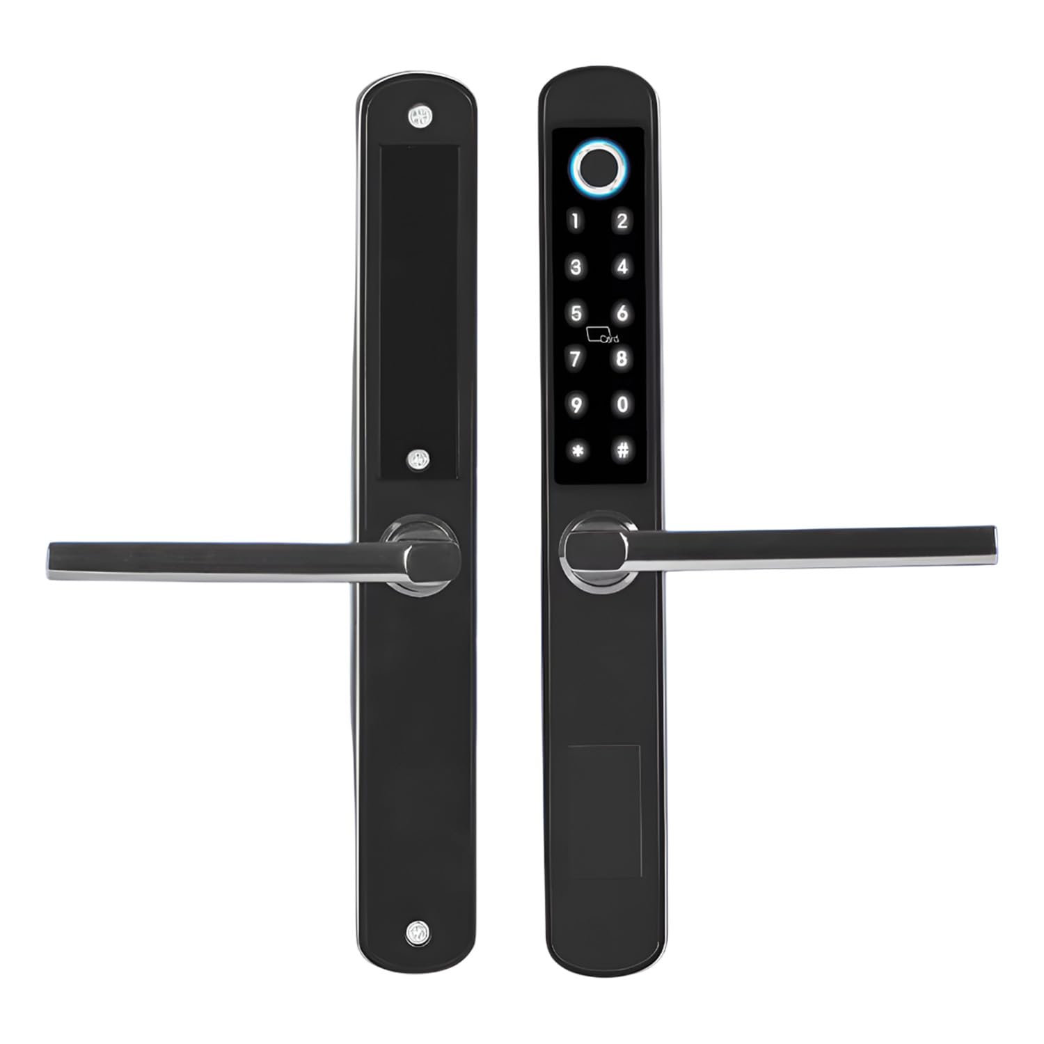 Cerradura de puerta corredera Wi-Fi: huella dactilar, control de aplicación Tuya, entrada sin llave, bloqueo automático, teclado/tarjeta IC, color negro