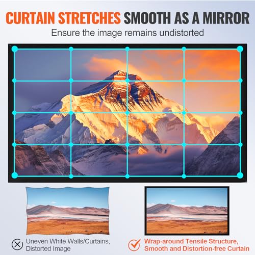Image of VEVOR Projector Screen 100inch Outdoor Projector Screen 16:9 Movie Screen Fixed Frame 3D Projector Screen for 4K HDTV Movie Theater