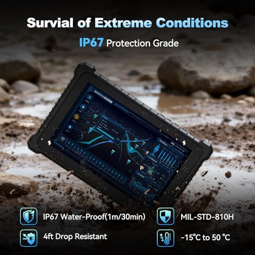 Image of 10.1 inch Rugged Tablet PC,Windows 11 Pro Tablet,Intel i5-10210Y,16GB+128GB,IP67 Waterproof,8000mAh,700‑nit Sunlight‑readable,Industrial Construction Work,4G LTE /WiFi6 /GPS /2D Scanner