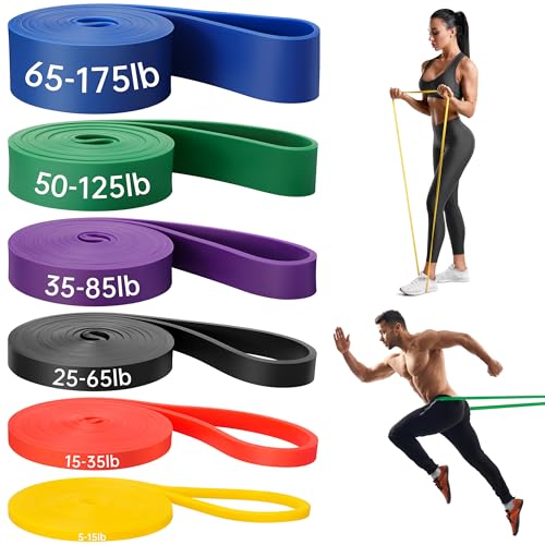 Mercure Resistance Bands for Working Out, 6 Packs Exercise Bands, Pull Up Assistance Bands for Body Stretching Training Physical Therapy Muscle Training for Men & Women