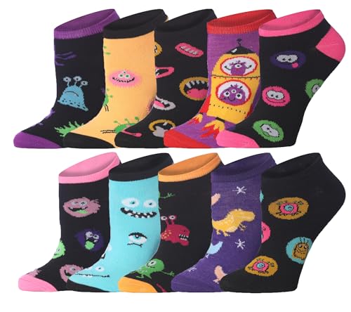 Image of Tipi Toe Women's 10 Pairs Lightweight Colorful Socks - Fun Low Cut Patterns for All-Day Comfort and Easy Everyday Style