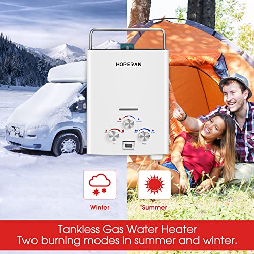 Hoperan Outdoor Propane Water Heater - 1.6Gpm 6L Portable Gas Water Heater, Easy To Install, Propane Tankless Water Heater, Instant Hot Water For Shower - Use For Rv Cabin Camping Boat, White #TOP1