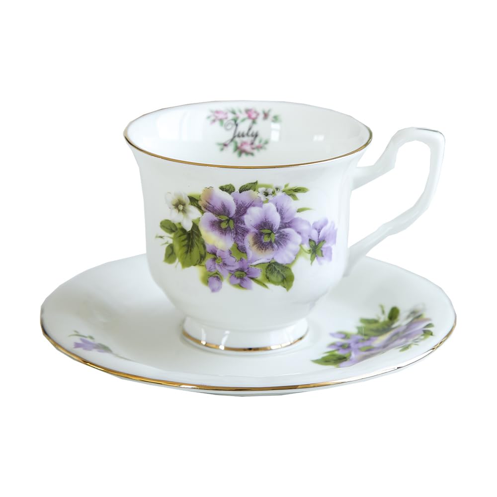 Set di tazze e piattini da caffè e tè in ceramica con fiori viola set di tazze da caffè e piattini in ceramica piatto per tazza da latte e succo regalo di compleanno per ufficio e casa
