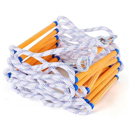 Emergency Fire Escape Ladder, 32FT Rope Ladder, Flame Resistant Safety Extension Ladder with 2 Hooks, Fast to Deploy Sturdy and Strong Portable and Reusable 2 Story (32TF)