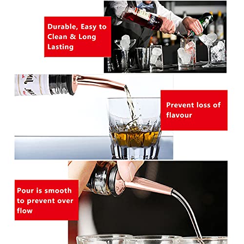 24 Pcs Stainless Steel Liquor Pour Spouts Set, Liquor Bottle Pourers With Rubber Dust Caps For Pours Liquid, Olive Oil, Wine, Vinegar (Rose Gold-24 Pack) #TOP1