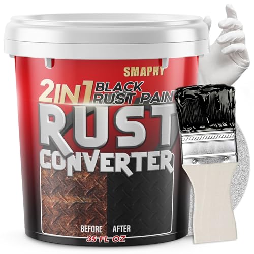 Rust Converter for Metal ,Stops & Prevents Corrosion on Metal, Rust Encapsulator Paint ,Inhibitor for Cars, Trucks, Trailers, Marine & Industrial Equipment, Rust Paint with Long-Term Protection, Permanently Stops Rust, Matte Black