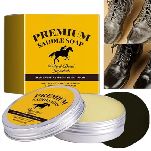 100g Saddle Soap for Leather Fast&Effective Leather Cleaner&Conditioner Balm Scented Leather Saddle Soap for Sofa Boots Handbag Car Seats Cleans Polishes Waterproofs&Provides Long-Term Protection