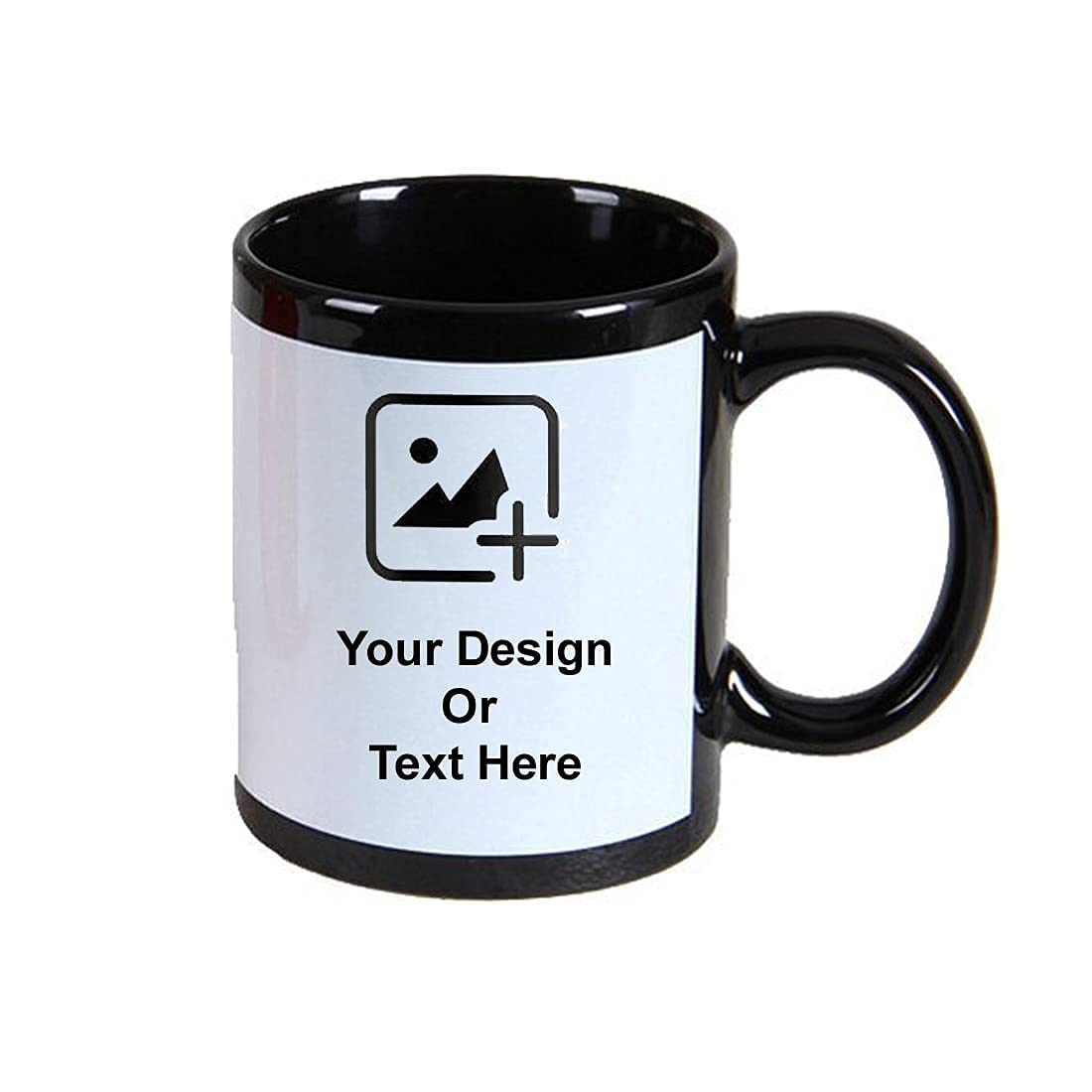 NatkhatTees Personalized Black Patch Mug | Add Photo and Text | Best for Birthday, Gift, Wedding, Anniversary | 325 ml
