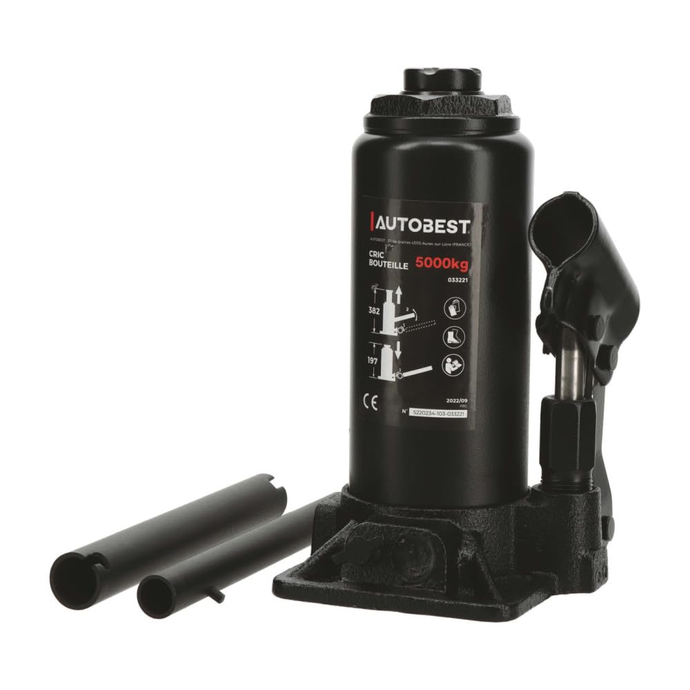 Autobest Cric hydraulique Bouteille 5 Tonnes de 197 à 382 mm