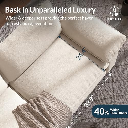 Image of HERA'S HOUSE 124 inch Oversized Modular Sectional U Shaped Sofa,Chenille Beige | 5-Seater Living Room Couches, Wider Armrest and Deep Seat, Comfy Cloud Couch with Ottoman, Wood Sturdy Frame