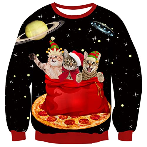 Freshhoodies Unisexe Chat de Galaxie Sweat De Noël Créatif 3D Imprimés Drôle Journée du Pull De...