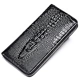 NIUCUNZH Genuine Leather Cool Long Wallets for Men Personalized Zip Around Wallet Checkbook Cash Credit Card Holder Wallet Black