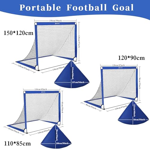 EXTFANS 2-in-1 Football Goal for Kids | Pop Up Soccer Net with Score Targets | Foldable Training Equipment for Indoor/Outdoor | Includes Carry Bag & Stakes (Blue-150 * 120cm) - Image 2