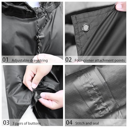 Waterproof Lightweigh Hooded Rain Poncho Raincoat Jacket for Men Women Rain Coat with Pocket Adult Outdoor Hiking - Image 5