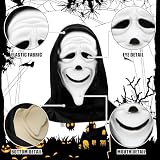 AKONE Maska Ghostface Halloween Maski Horror Maska Scream Maska Czaszka Maski Halloween Party Cosplay Maska Duch Maska Maskarada Kostium Akcesoria Odpowiednia na Horrorowe Imprezy