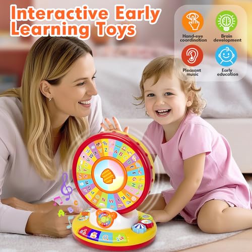 Image of Learning Toy for 1 2 3 Year Old Boys Girls, Spin and Sing Alphabet Musical Toys with Light and Animal Sounds, Interactive Games for Toddlers 12-18 Months, Christmas Birthday Gifts for Baby Ages 1-3