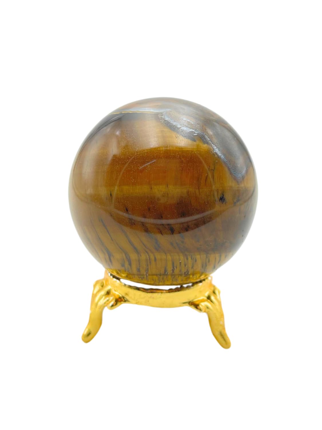 WholesaleGemShop Natural Quartz Tiger Eye Crystal 40-45 mm Ball Sphere Gemstone A+ Hand Carved Altar Healing Devotional Focus Spiritual Chakra Cleansing Metaphysical Gift Men Women