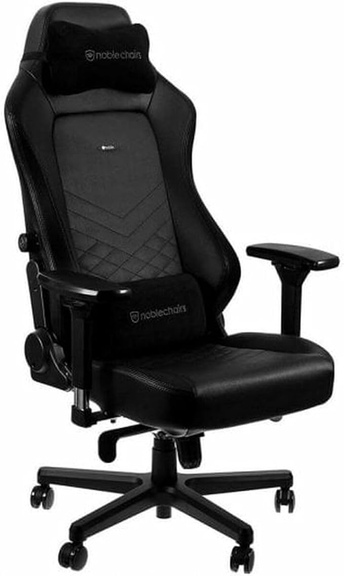 noblechairs Hero Gamingstuhl 150 kg Belastbarkeit - PU-Kunstleder PC Gaming Stuhl Stoff Bürostuhl Ergonomisch - Gaming Sessel mit Kissen, Schreibtischstuhl Gaming Schwarz